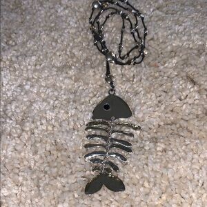 Silver Fish Skeleton Necklace with Minimalist Design